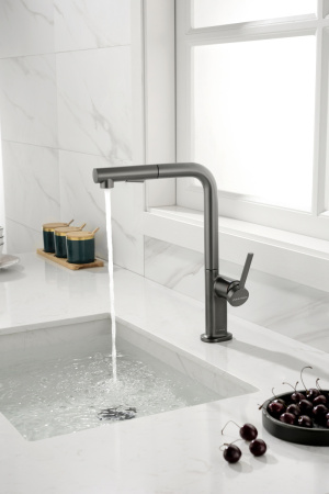 Смеситель для кухни Paulmark NEO Ne214419-GM на мойку серый